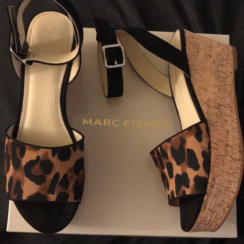 Cheetah print wedge sandals
